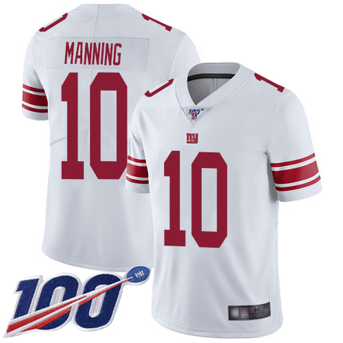 Men New York Giants #10 Eli Manning White Vapor Untouchable Limited Player 100th Season Football NFL Jersey->women nfl jersey->Women Jersey